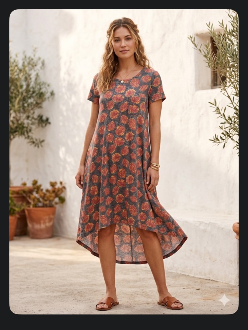 NWT LuLaRoe Carly Swing dress Floral High-Low Short Sleeve Dress 18 “- 23” PTP